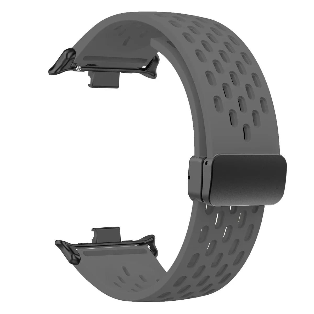 

Силиконовый ремешок для Redmi watch 5 4 Магнитная застежка Спортивный ремешок для Mi band 9pro 8pro Correa Дышащий Браслет Аксессуары For Xiaomi 8pro 9pro темно серый