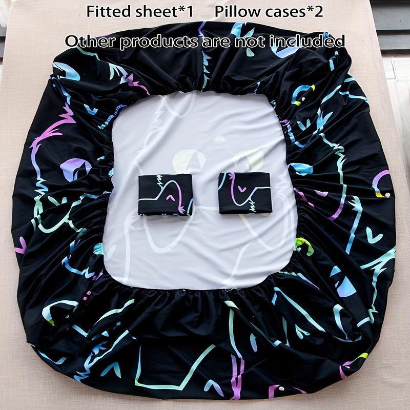 Novel Cute Cat Fitted Sheet Set Dustproof Non-slip All Season Mattress Protector Soft Breathable Bedding Set With Deep Pocket