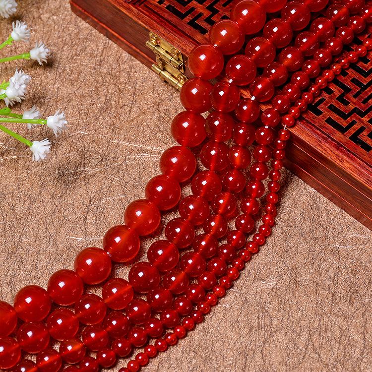 Natural Red Agate Beads, DIY Jewelry Beads, 7A Agate Round Bead Crystals
