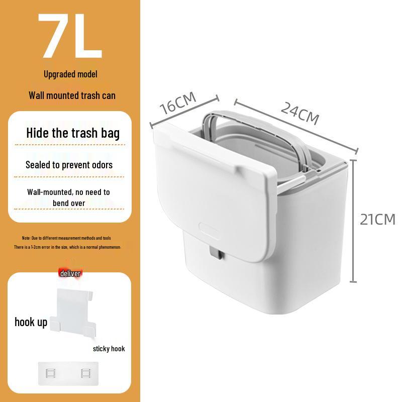 Ścienny Kosz na Śmieci do Łazienki z Pokrywką, Duża Pojemność do Przechowywania Odpadów z Kuchni i Papieru Toaletowego