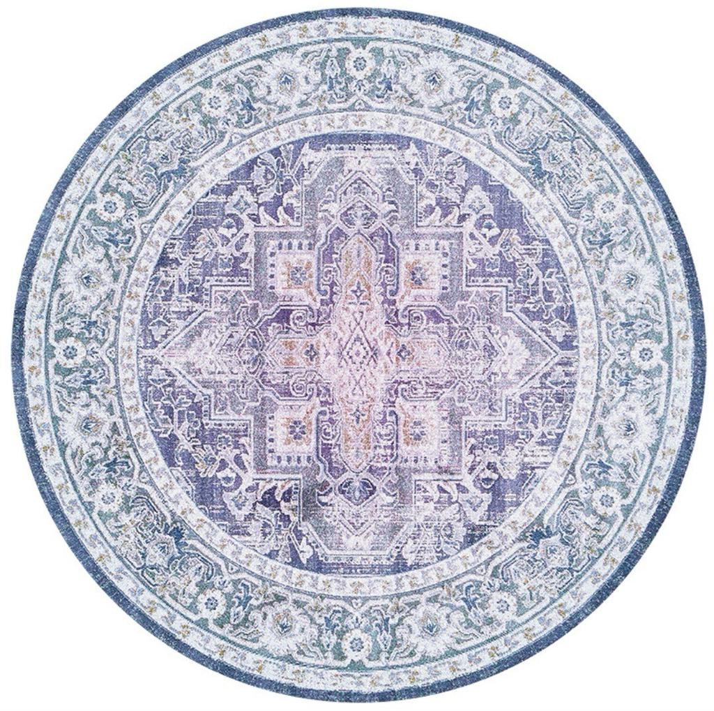 Crystal Round Boho Living Room Carpet Ethnic Style Full Cover Bedroom Study Floor Mat Home Rocking Chair Non-slip Carpet