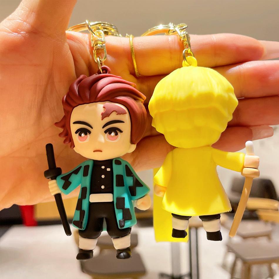 Anime Demon Slayer Kimetsu No Yaiba Bambola Lama dello Spettro Portachiavi Personaggi Carini Ciondolo per Borsa Portachiavi per Chiavi Auto Anello Giocattolo Regalo per Fan