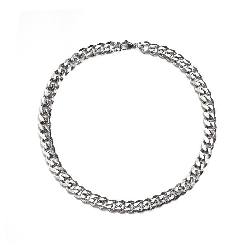 Cuban Link Titanium Steel Necklace - Thick Chain, European & American Hip Hop Style, Unisex Trend, Six-Sided Design
