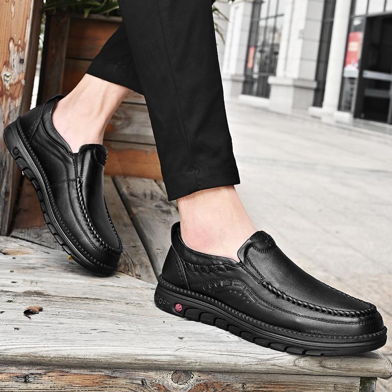 Men's Leather Shoes Handmade Moccasins Loafers Slip on Flats Walking Shoes