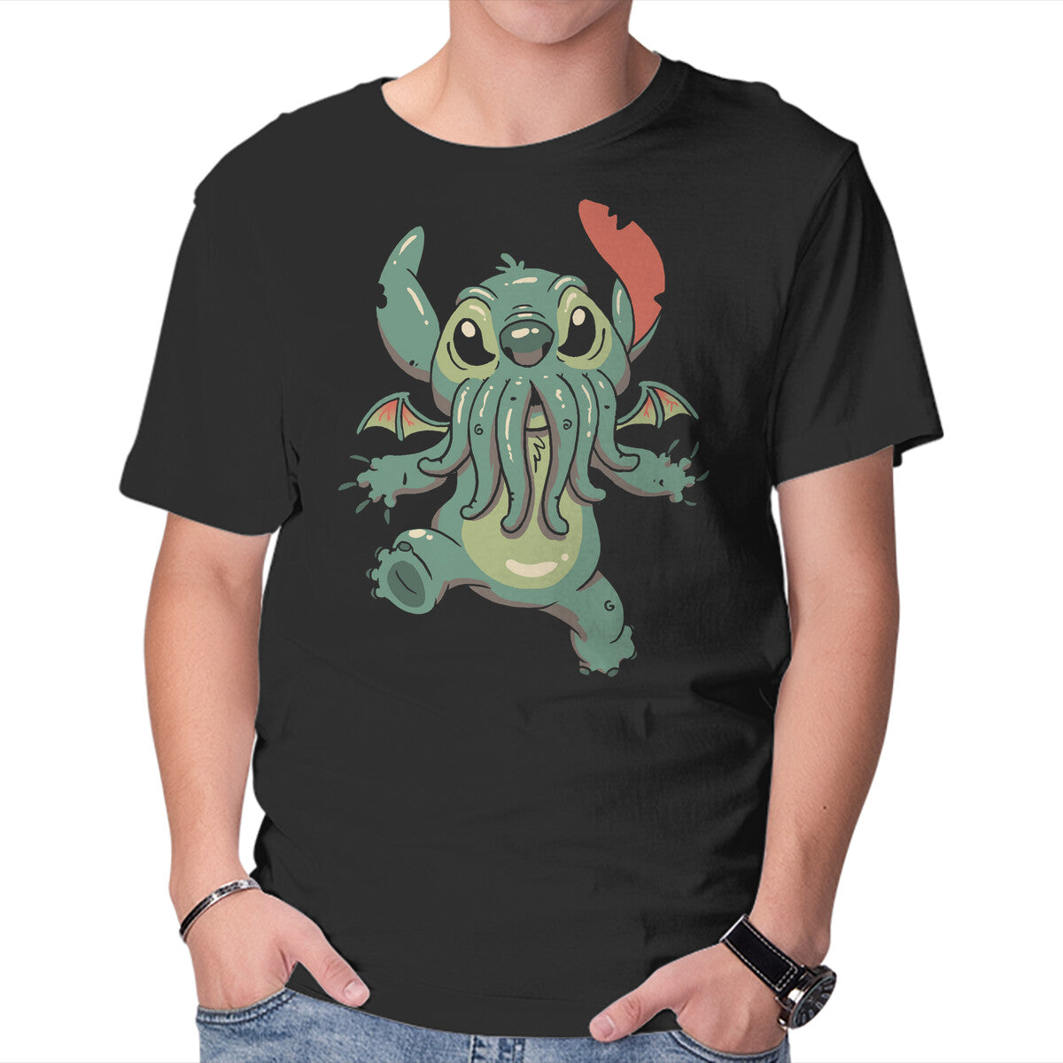 Unisex Crew Neck T-Shirt Alien Cthulhu Graphic Short Sleeve Casual Tee S