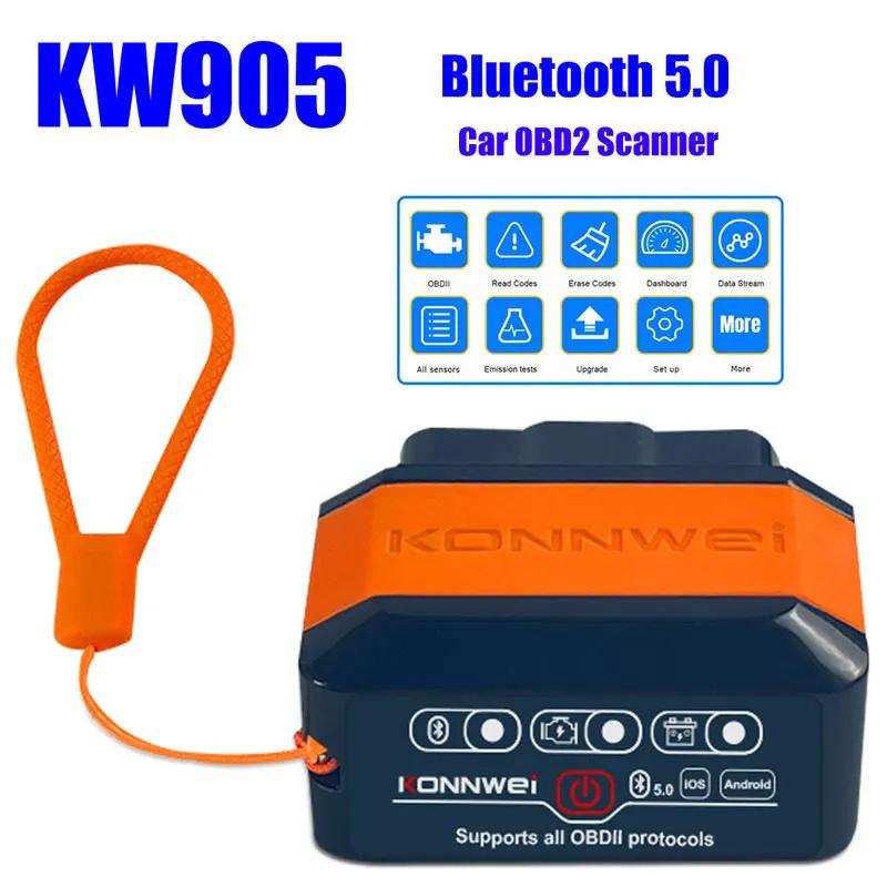Kw905 Elm327 V1.5 Obd2 Scanners Bluetooth 5.0 For Android/Ios Elm 327 Obd 2 Car Diagnostic Tool Code Reader
