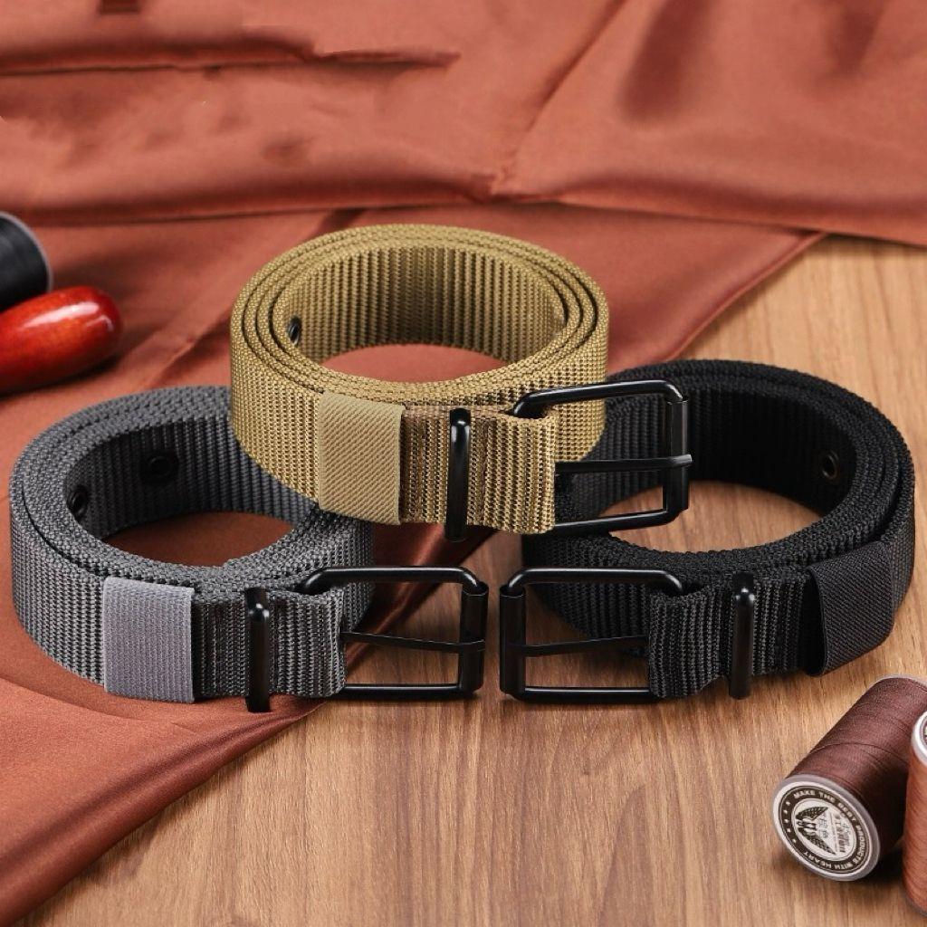 Curea Canvas pentru Bărbați cu Cataramă cu Pini din Nailon - Versatilă, Durabilă, Lungime Extinsă pentru Utilizare Denim sau Militară