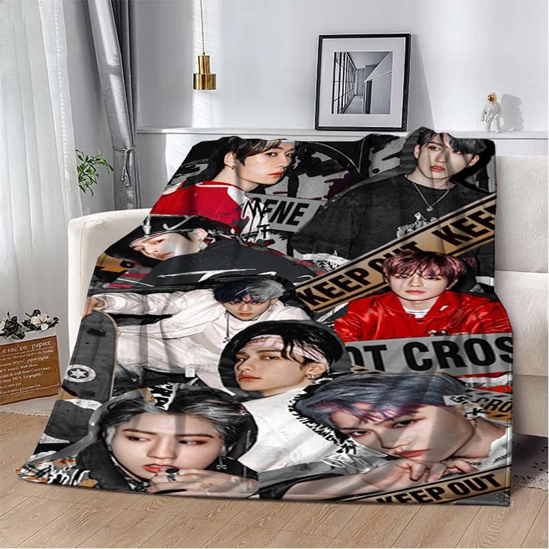 3D KPOP S-Stray-K-Kids Throw blanket Picnic blanket Warm Flannel blankets Home Couch bed linings blankets for beds Birthday Gift