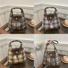 Fashionforward Plaid Tote Bag For Women In Coffee Blue And Yellow With Structure Soft