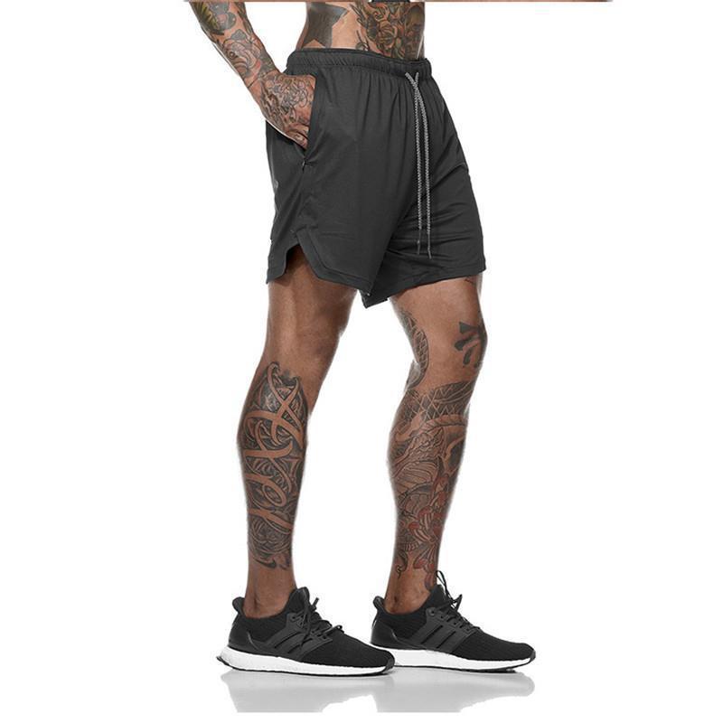 Men's Loose-Fit Double-Layer Running Shorts with Multi-Pockets for Sports & Outdoor Activities
