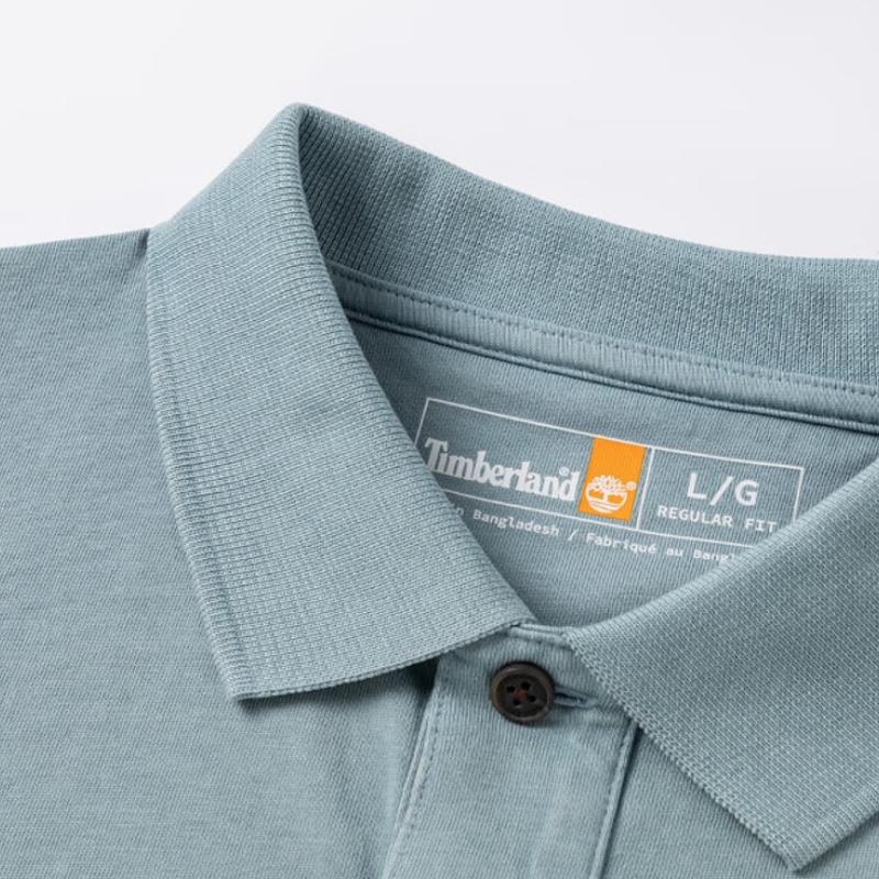 Timberland Logo Outdoor Casual Breathable Short Sleeve Polo Shirt Men tops Teal A6R29-758