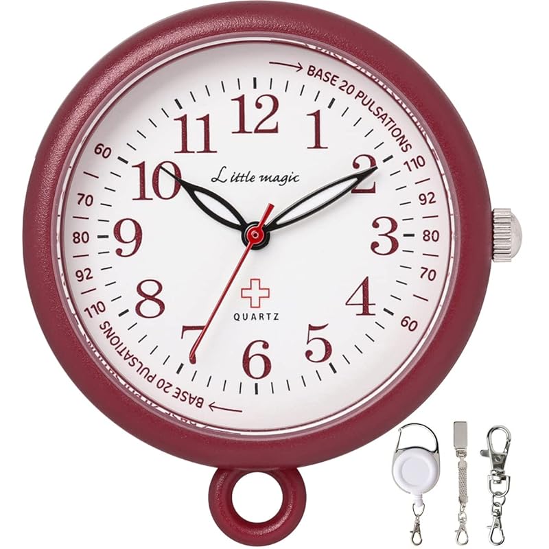 

[Little Magic] [Official] [Large and easy to read] [Battery replaceable by yourself] nurse watch pocket watch clock Colore 34mm (colore34 BO Bordeaux)