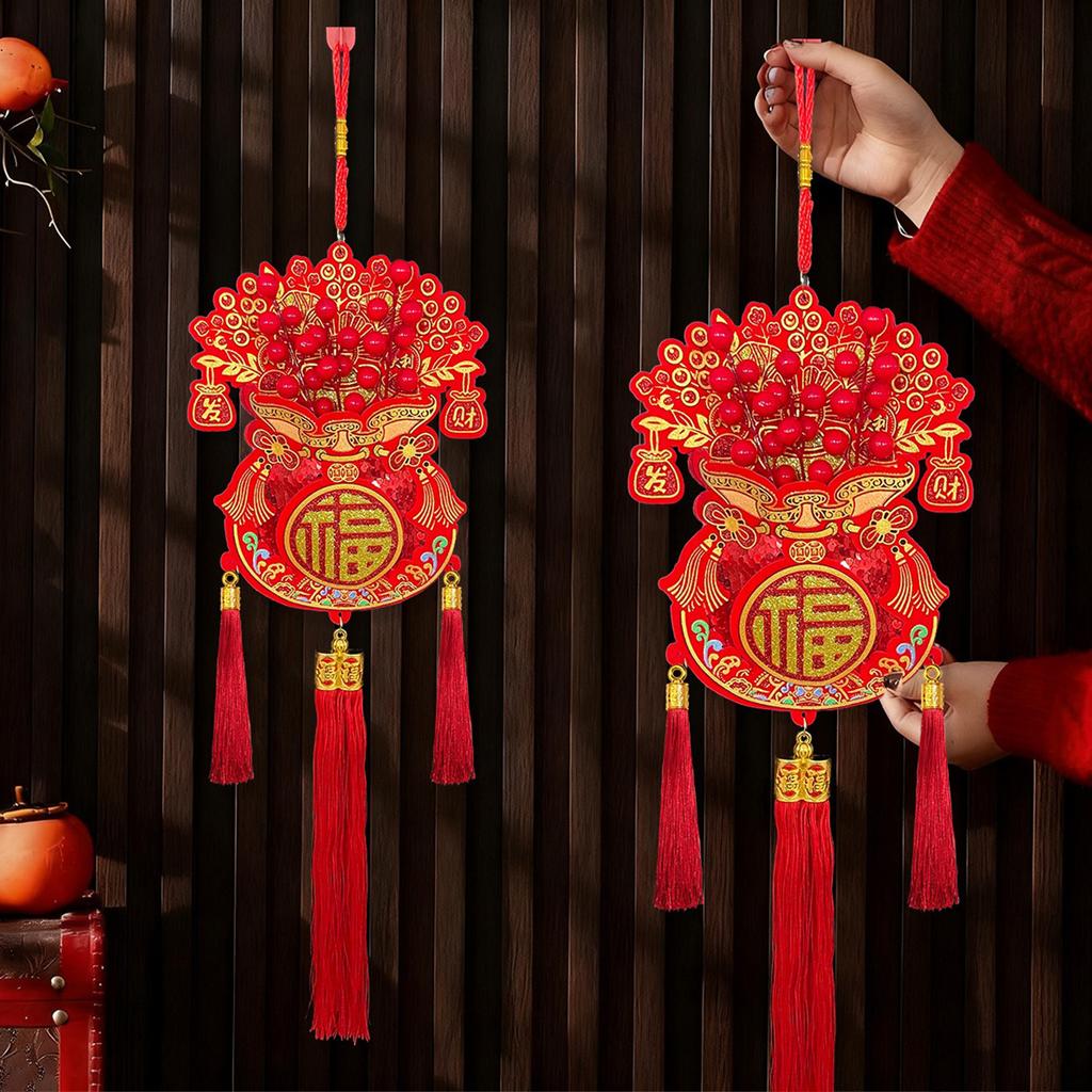 Chinese New Year Hanging Pendants Traditional Fu Character Wall Door Flag Decor Tassels Red Good Luck Spring Festival Ornament