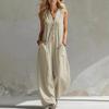 Women's Spring/Summer Sleeveless Jumpsuit - Casual Linen Cotton, European & American Style
