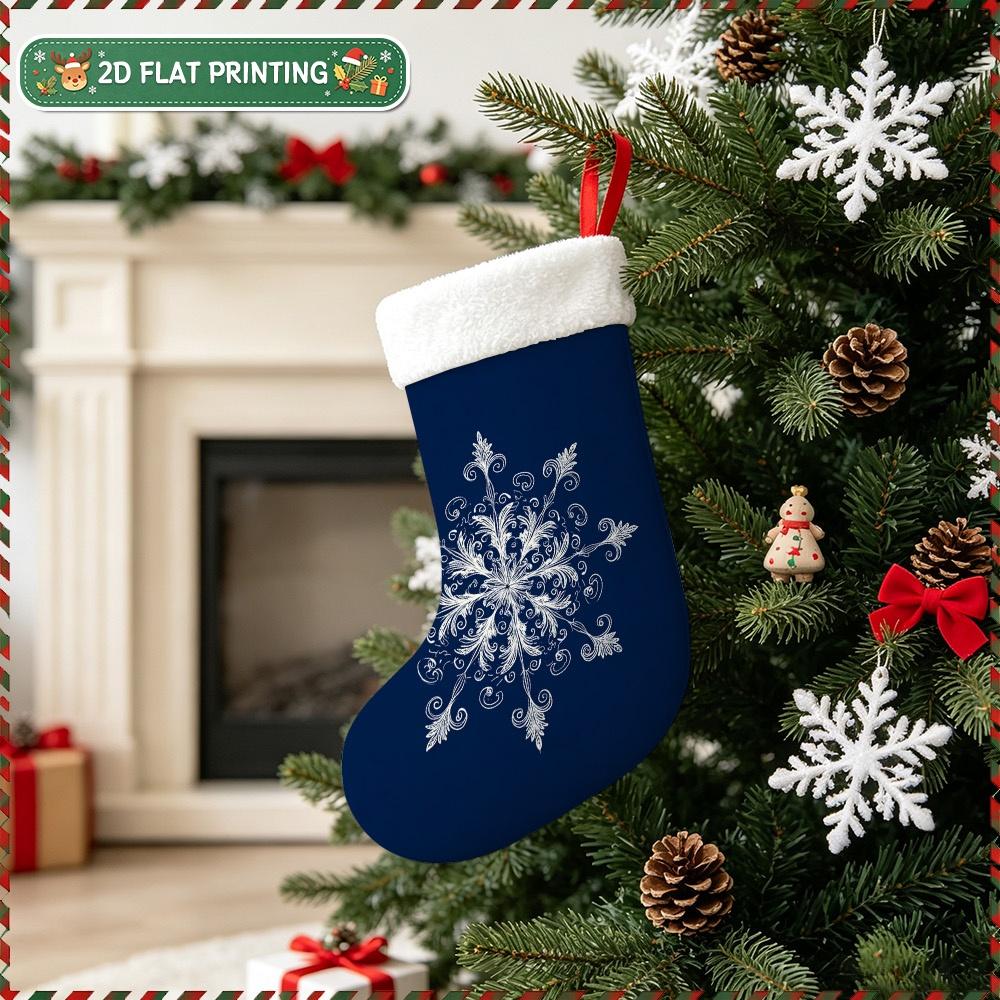 Christmas decoration fireplace hanging stocking 1pc 2D Flat Christmas White Filigree Snowflake Design Christmas Hanging