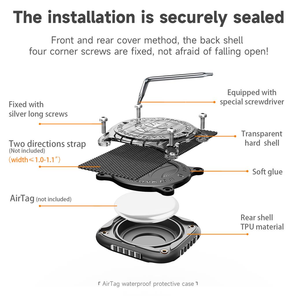 For Apple AirTag TPU Case Waterproof Protective Shell Pet Collar Anti-lost Locator