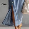 Everyday Wear Dress Women's Sleeveless Hoodies Maxi Dress, Button Up Side Slit Tank Beach Women with Pockets, Zip V Neck Hooded Summer Lightweight