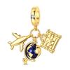 Original 925 Sterling Silver Charms Earth Passport Airplane Globe Compass Pendant Earrings Bracelet For Women Jewelry Set Gift