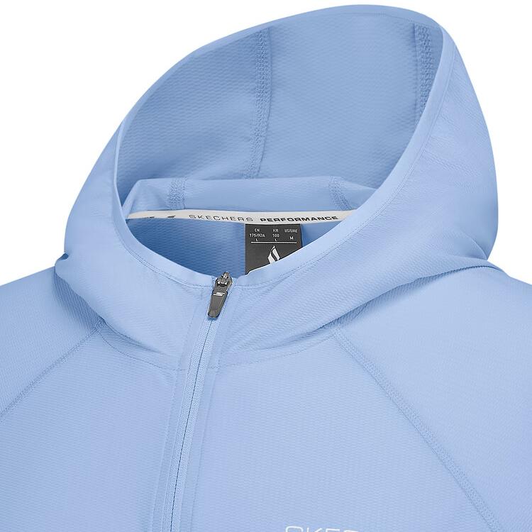 Skechers Rainbow Series Hooded Zip-Up Sports Long Sleeve Jacket Men Jackets Matte-Light-Blue P225M112-05CA