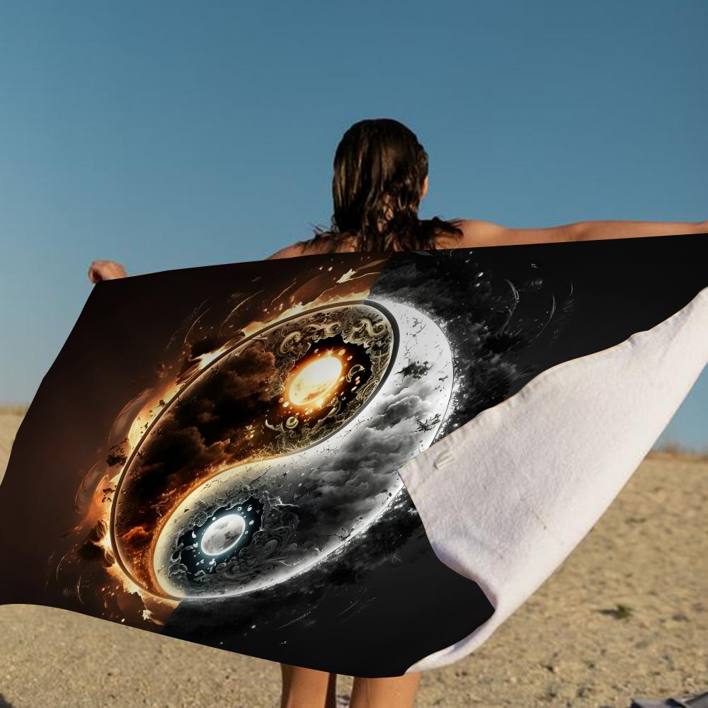 Nature Yin Yang Chinese Tai Chi Bagua Microfiber Blanket Quick Drying Beach Towels Printing Super Absorbent Pool Towel Blanket