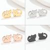 Stainless Steel Cute Lying Cat Earrings - Fashionable Animal Ear Bone Studs