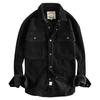 Herren Winter Vintage Einfaches Cordhemd Einfarbig Langarm Große Tasche Freizeitjacke