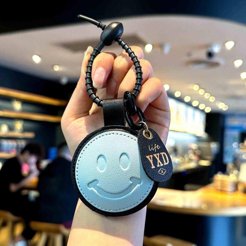 High-End Cute Cartoon Smiley Leather Backpack Pendant & Unisex Keychain