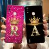 Case For Itel P33 Plus Candy Color Soft Black Beautiful Newest Crown With A To Z Initial Letter Couple Shockproof Casing