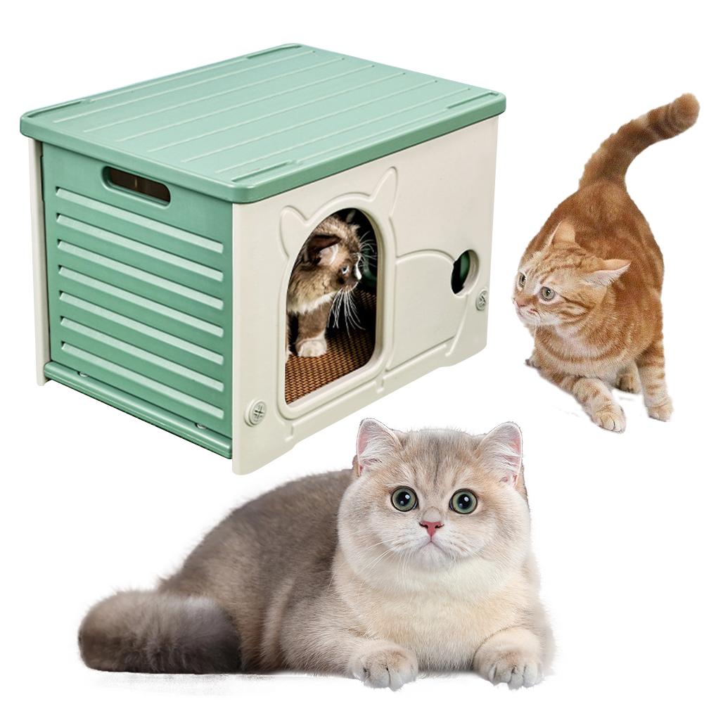 Outdoor Cat House Condo Shelter Stray Four Seasons Rainproof Nest for Stray Cat Hamster Puppy Hedgehog Small Pets Kitty Cave Bed