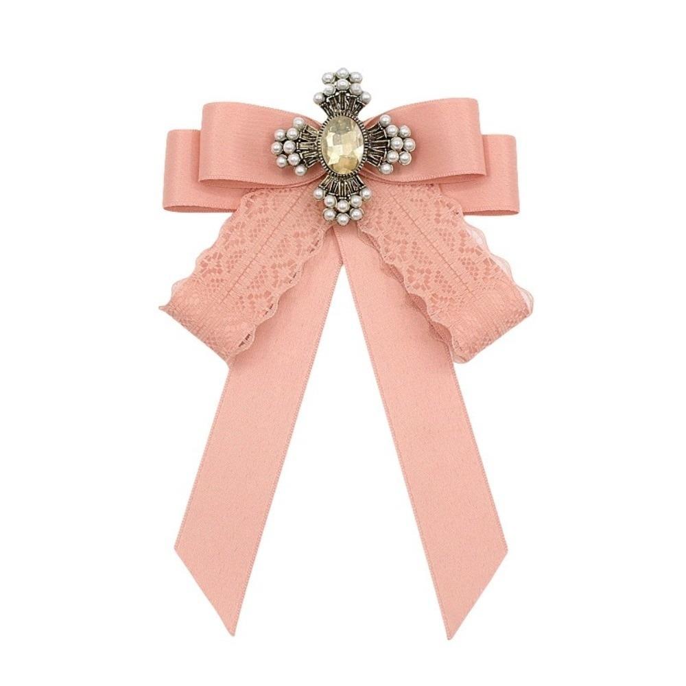 Rhinestone Crystal Ribbon Bow Brooch Memorial Black Vintage Jewelry Necktie Polyester Neckline Decoration Brooches