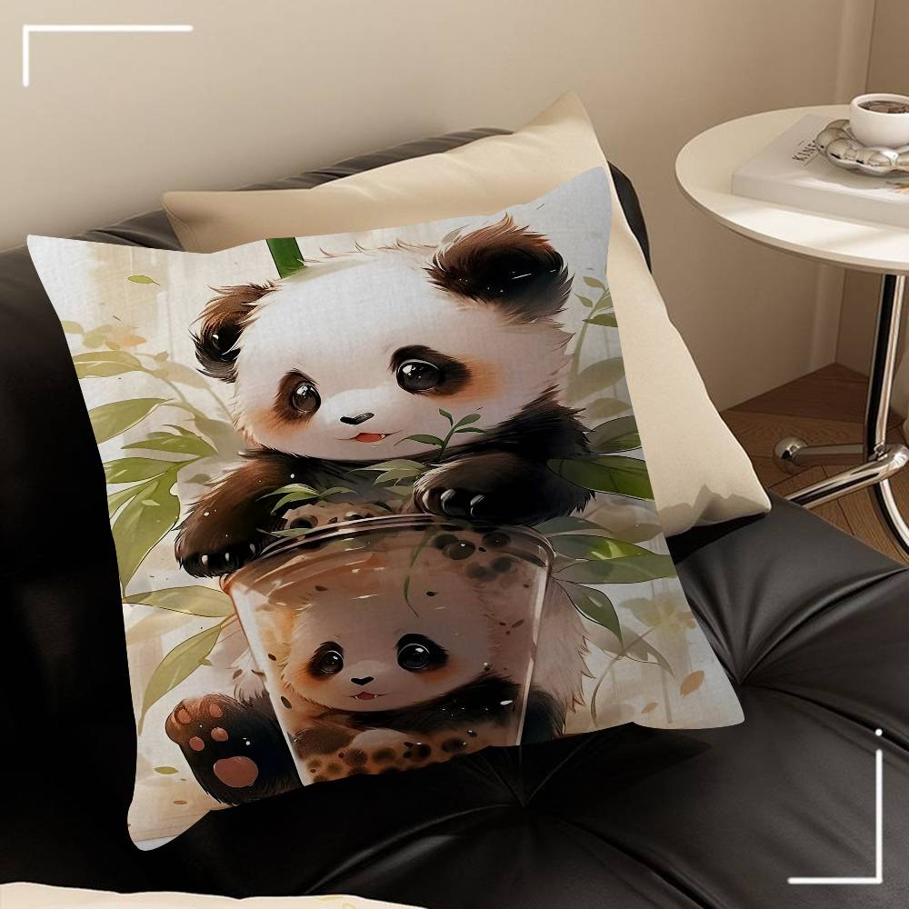 Cute Cartoon Panda Office Cushion Pillowcase Car Cushion Cover45X45CM Lumbar Pillowcase Sofa Pillowcover