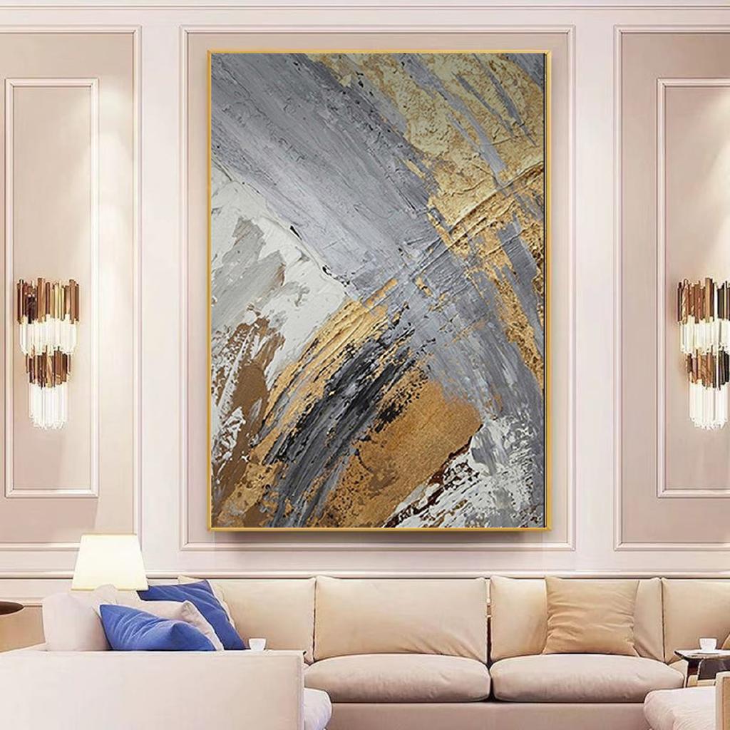 Large Handmade Textured Oil Painting On Canvas Modern Abstract POP Geometry Wall Art Picture For Living Room Bedroom Room Decor