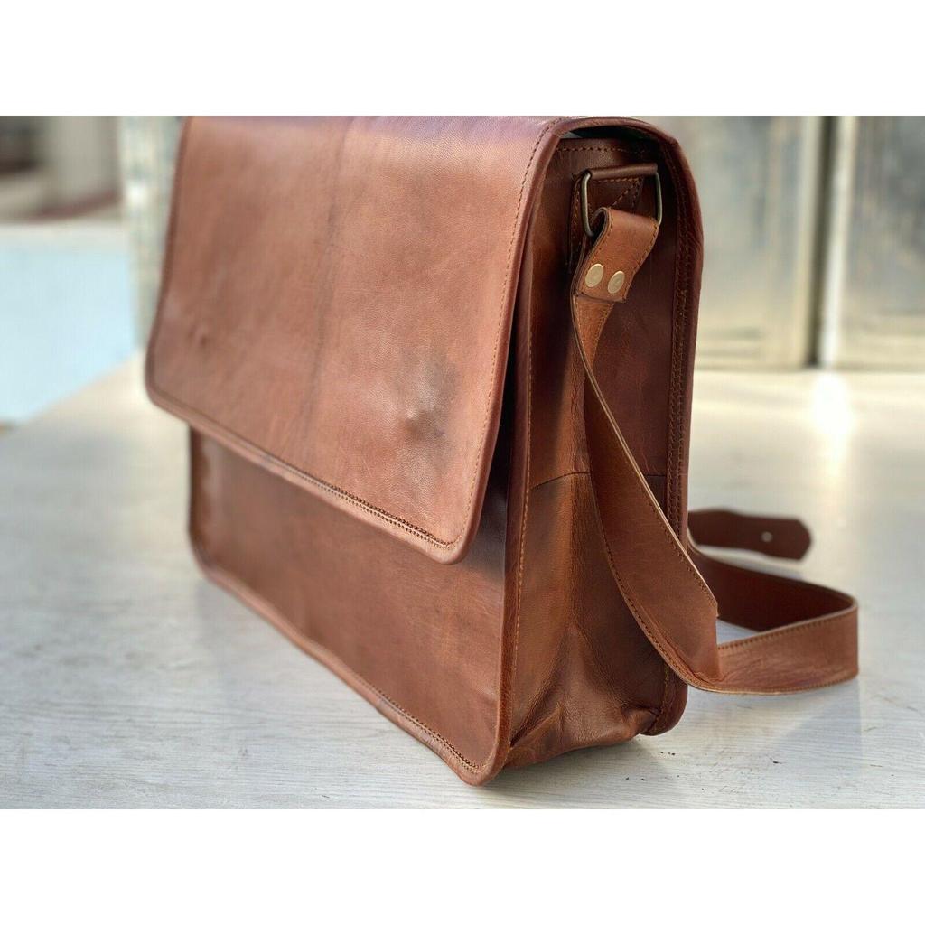 Sacoche Vintage en cuir de vache véritable pour femmes, sacoche à bandoulière pour ordinateur portable