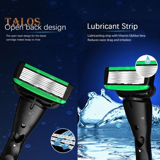 Manual Razor with 5 Blade Refills 7 Layers Stainless Steel Blade Rubber Handle Men Women Hair Beard Trimmer Remover Shaver Tool