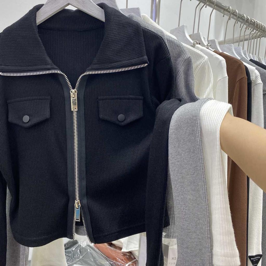 Polo T-shirt Uzun Kollu Kadın Bahar Yeni Tasarım Hırka Slim Fit Alt Üst