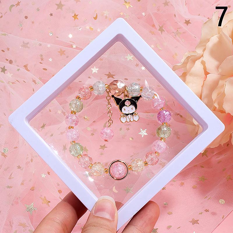 Sanrio Cute Cartoon Beaded Bracelet Kuromi Cinnamoroll Colorful Bead Bracelet Sweet Girlfriend Gifts Toys For Girls