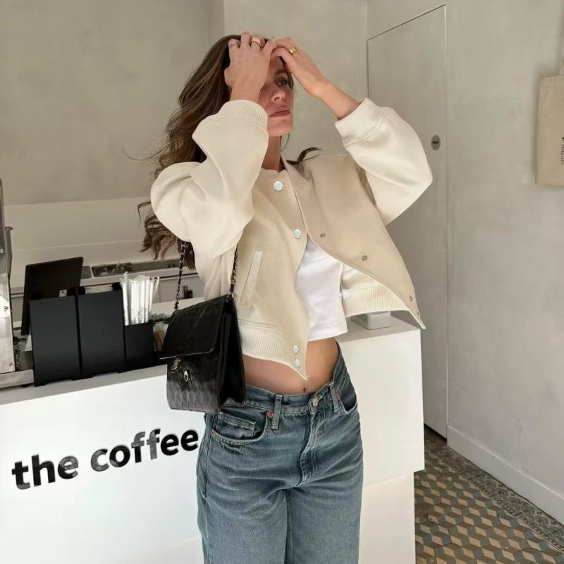 Women's Autumn and Winter New Women's Casual Long-sleeved Soft Short Bomber Jacket