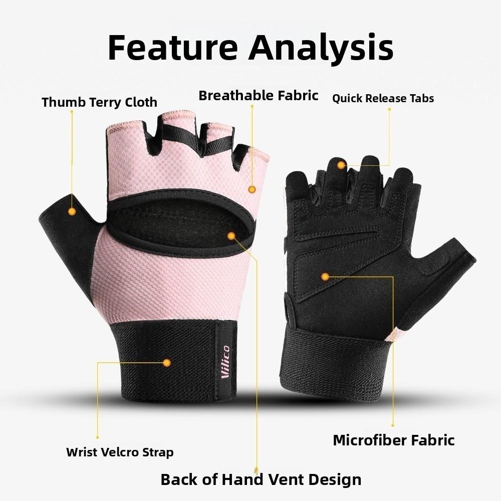 1Pair Half Finger Gym Fitness Gloves Anti-Slip Sport Riding Gloves  Yoga Training