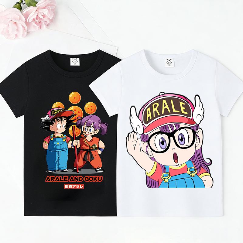 Slump Arale T-shirt Cute Girls Classic Anime Harajuku Cotton Kids Tees Streetwear Toddler Casual Short Sleeve Child Clothes Tops