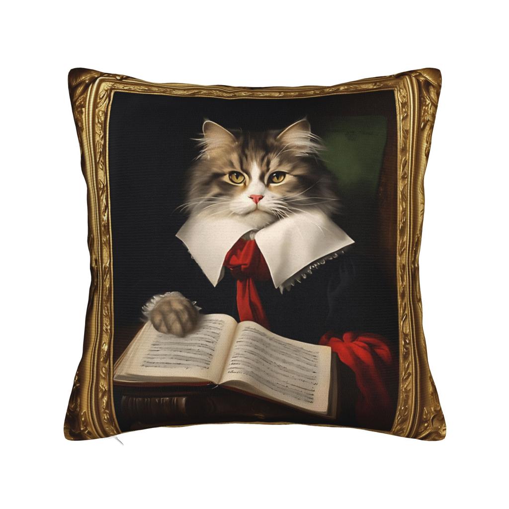 Cute Caroon Cat Portrait Photo Frame Art Pillow Case Novelty Pillow Cover Square Pillowcases For Living Room Sofa