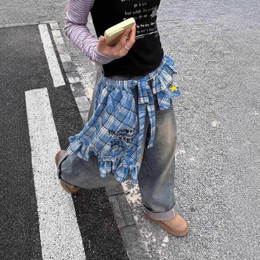 Shirt Extender Lace Up Hip Scarf Hip-hop Ruffled Edge Waistband  Jeans Decor