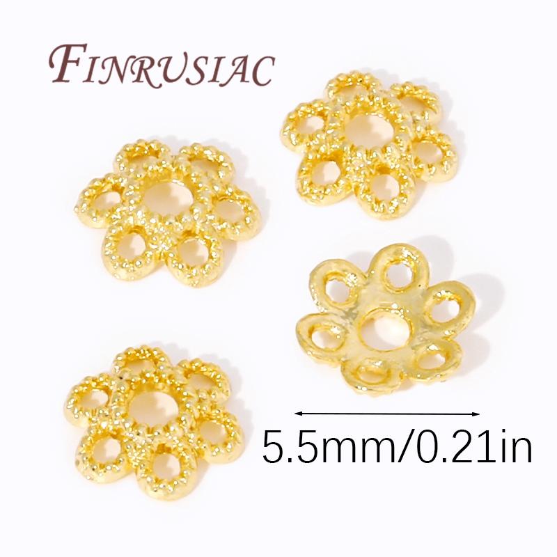 Bracelet Beads End Cap Accessories,Brass Beads Caps 18K Real Gold Plated Hollow Flower Bead Caps,DIY Jewelry Making Supplies