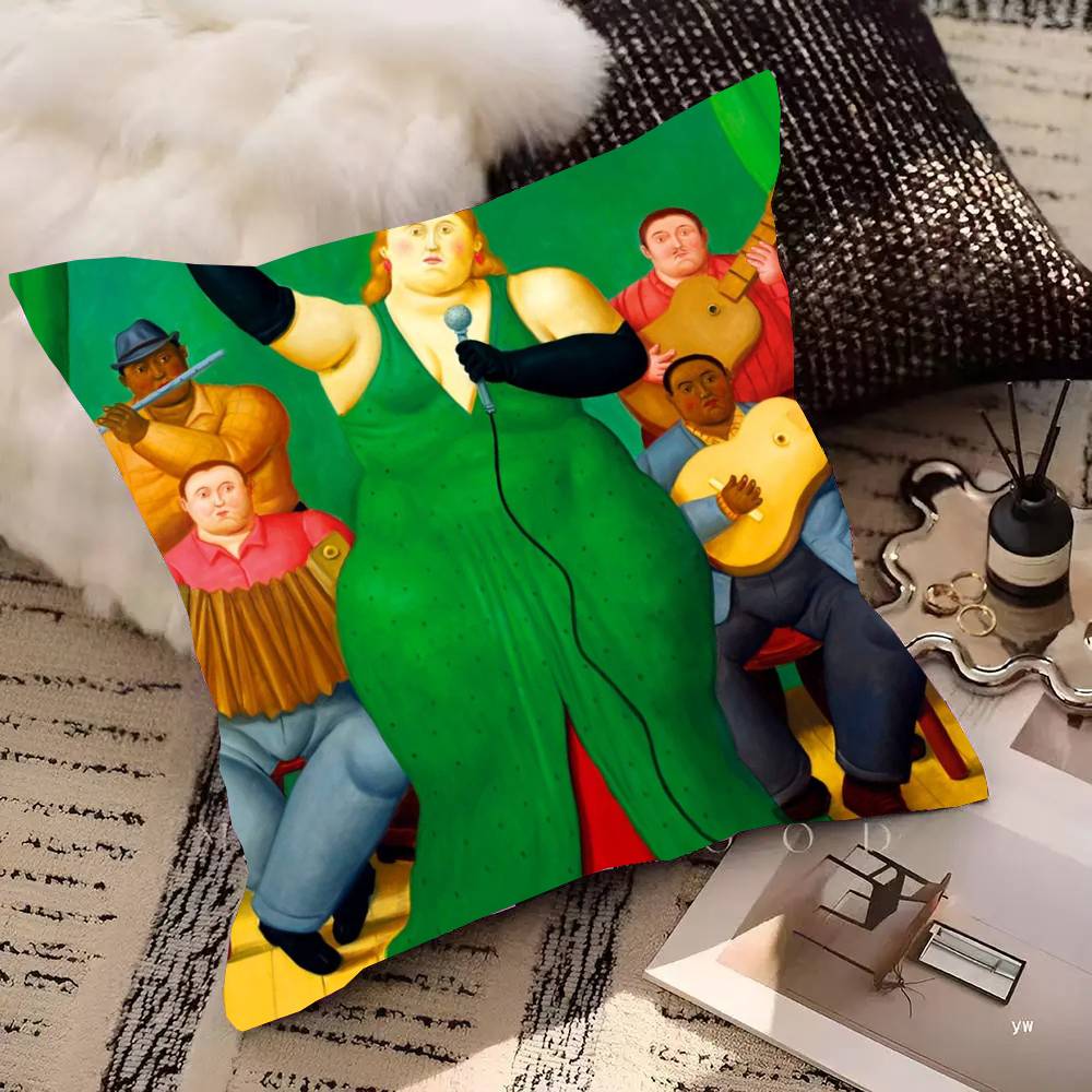 Fernando Mona Lisa Fat Character Art Pillow Case Fashion Square Pillowcase Bedroom Sofa Room Ins Decoration Leisure