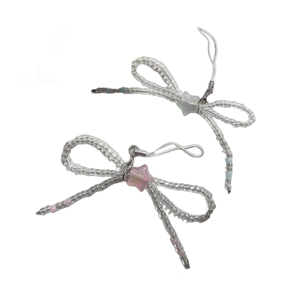 Stylový korálkový přívěsek na telefon s mašličkou Odolný závěsný přívěsek na mobilní telefon Vynikající řetízek na telefon