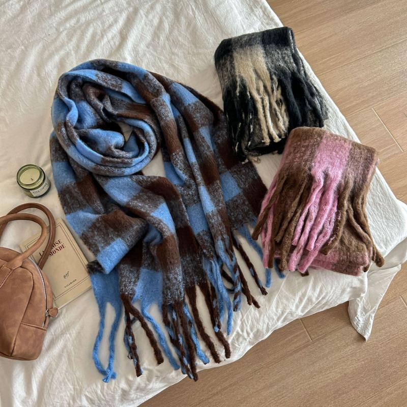 Scarf Women's Winter Warmth Thickened High-end Scarf Mohair Couple Shawl