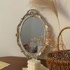 Espelho de Parede Decorativo de Forma Oval Material de Vidro Francês Vintage Bandeja de Armazenamento de Joias Espelho de Mesa Placa Espelhada Travessa de Servir