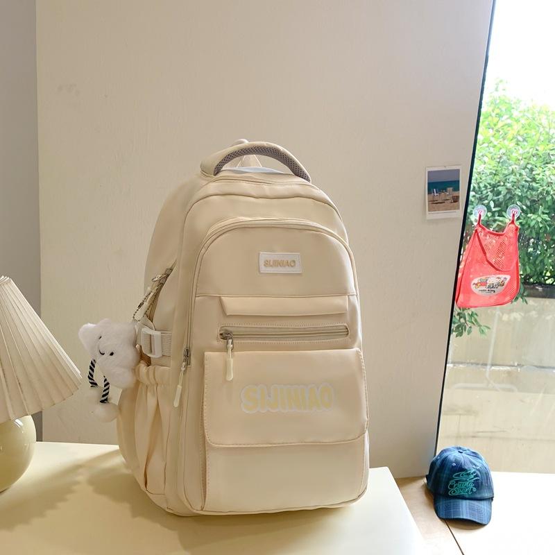 Schoolbag Korean Version Ins Simple Campus Soft Girl Girl Schoolbag Japanese Harajuku Style Large Capacity Solid Color Middle School Student Backpack
