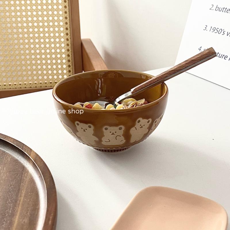 Japanische handbemalte Keramikschüssel aus Steingut mit Katzengesicht, 11,4 cm, Unterglasurfarbe, Handwerk, süße Katze, Reisschüssel, Suppenschüssel, Küchenutensilien