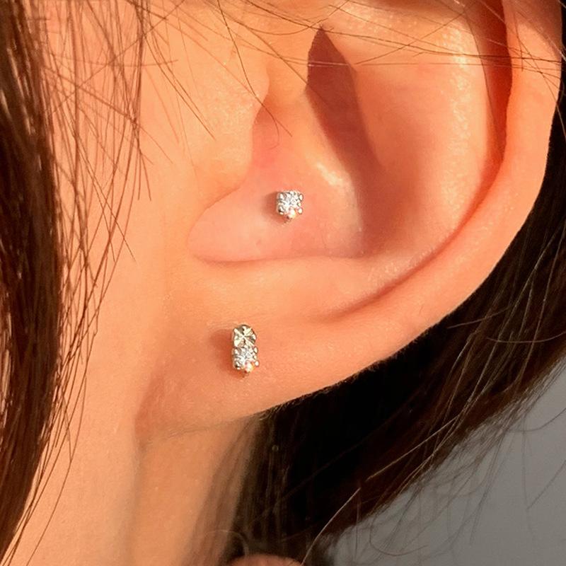 Summer Simple Cubic Zirconia Stud Earrings For Women Tiny Shiny Sparkle Sweet Hypoallergenic Comfortable Sleep Wear Earrings