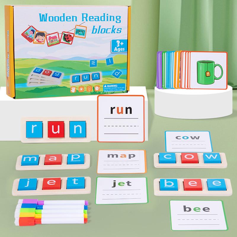 Wooden Alphabet Educational Puzzle Blocks For Kids Word Recognition Building